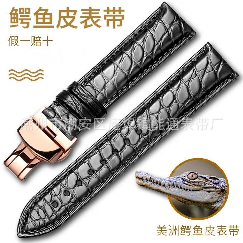 Factory American Round Grain Alligator Leather Strap Pin Buckle Butterfly Buckle Leather Watch With Soft Men And Women - Image 2